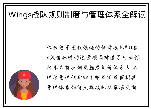 Wings战队规则制度与管理体系全解读